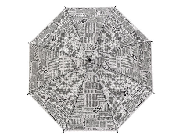 Umbrelă de damă tip baston premium cu deschidere automată și imprimeu ziar - Cupolă translucidă vintage rezistentă la vânt