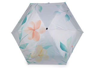 Umbrelă mini pliabilă de damă cu imprimeu floral - Umbrelă de soare compactă și ușoară pentru călătorii, cu protecție UV și husă