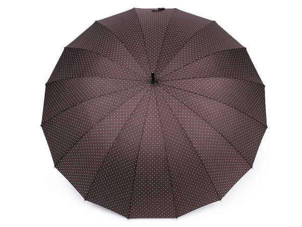 Umbrelă elegantă de damă tip baston, cu deschidere automată, 16 secțiuni și imprimeu cu buline