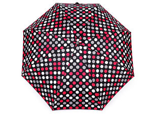 Umbrelă mini pliabilă pentru damă - Umbrelă de călătorie compactă și ușoară, cu model cu buline și husă de protecție