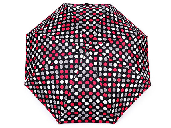Umbrelă mini pliabilă pentru damă - Umbrelă de călătorie compactă și ușoară, cu model cu buline și husă de protecție
