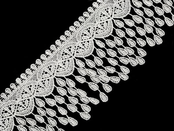 Dantelă ghipură premium cu ciucuri (lățime 80 mm) - Panglică elegantă cu franjuri pentru îmbrăcăminte, proiecte craft și decorațiuni interioare