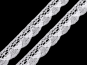 Dantelă premium din bumbac alb, lucrată pe ciocănele (lățime 22 cm) - Dantelă de margine elegantă pentru textile de casă, articole de îmbrăcăminte și proiecte de galanterie