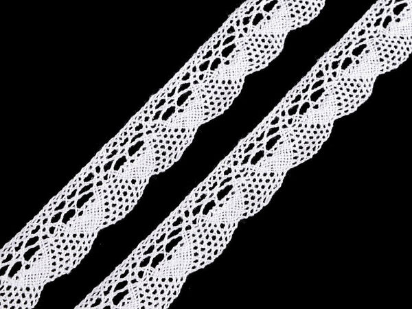 Dantelă premium din bumbac alb, lucrată pe ciocănele (lățime 22 cm) - Dantelă de margine elegantă pentru textile de casă, articole de îmbrăcăminte și proiecte de galanterie