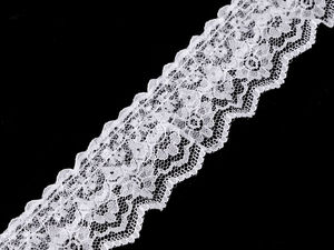 Bandă elegantă din dantelă dublă încrețită de 40mm - Panglică decorativă încrețită premium (Alb)
