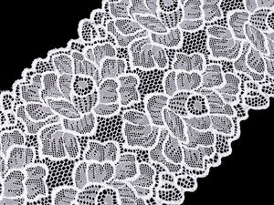 Panglică premium din dantelă elastică (lățime 15,5 cm) - Inserție florală versatilă pentru croitorie, confecții și decor elegant pentru traverse de masă