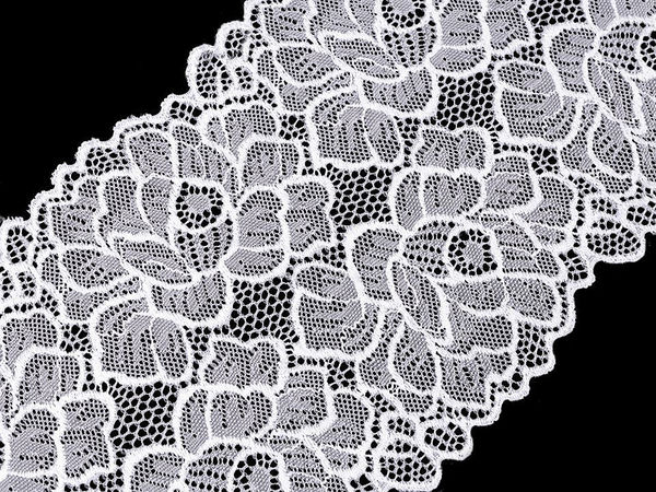 Panglică premium din dantelă elastică (lățime 15,5 cm) - Inserție florală versatilă pentru croitorie, confecții și decor elegant pentru traverse de masă