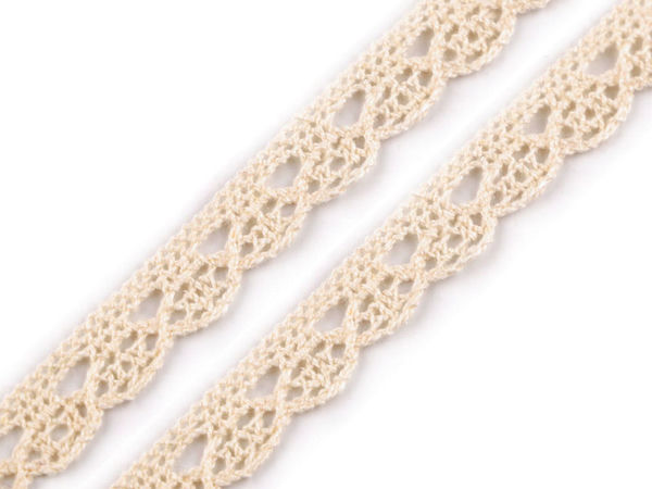 Dantelă din bumbac premium realizată pe bobine - Panglică decorativă elegantă pentru lucru manual, decorațiuni interioare și costume populare (lățimi de 10 mm și 14 mm)