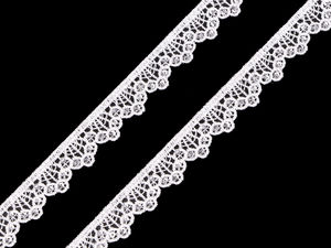 Panglică elegantă din dantelă de ghipură ivoire cu paiete strălucitoare, lățime 14 mm – Bordură decorativă premium pentru croitorie, articole vestimentare și proiecte de artizanat