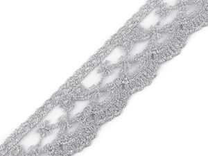Dantelă Brodată Premium pe Organza - Panglică Elegantă de 40 mm pentru Vestimentație, Galanterie și Decorațiuni de Nuntă