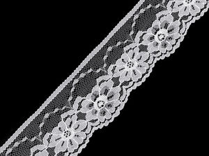 Dantelă albă premium din nailon (lățime 45 mm) – Panglică decorativă elegantă pentru lucru manual, articole vestimentare și decorațiuni interioare
