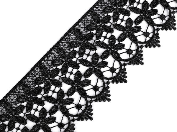 Dantelă ghipură florală premium - panglică brodată elegantă cu lățime de 85 mm pentru cusut și confecții vestimentare