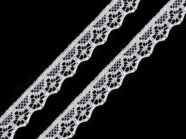 Panglică premium de dantelă din poliamidă, 14 mm - Pasmanterie decorativă elegantă din nailon pentru fețe de masă, perne și confecții