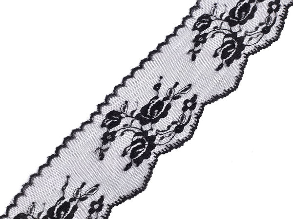 Dantelă elegantă din nailon cu model delicat (65mm) - Panglică premium pentru galanterie, proiecte de lucru manual și decorațiuni interioare