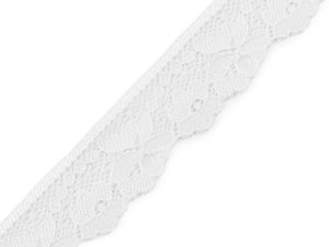 Dantelă elastică premium albă (lățime 28 mm) - Bandă moale, care nu zgârie, pentru lenjerie intimă, îmbrăcăminte și accesorii