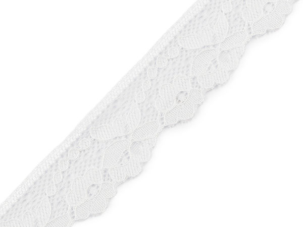 Dantelă elastică premium albă (lățime 28 mm) - Bandă moale, care nu zgârie, pentru lenjerie intimă, îmbrăcăminte și accesorii