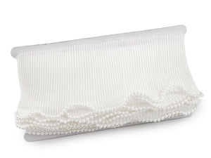 Garnitură elegantă plisată cu mărgele - Panglică de pasmanterie premium de 80mm