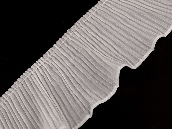 Panglică plisată tip volan Premium (lățime 10cm) - Garnitură decorativă plisată tip acordeon pentru cusut, finisaje și galanterie