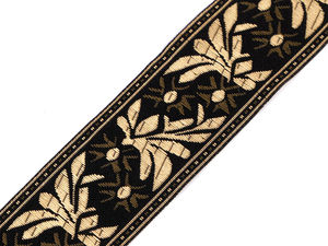 Panglică premium jacquard țesută pentru costume populare, negru și auriu (40mm) - Pasmanterie elegantă cu model pentru cusut, proiecte creative și decorațiuni interioare