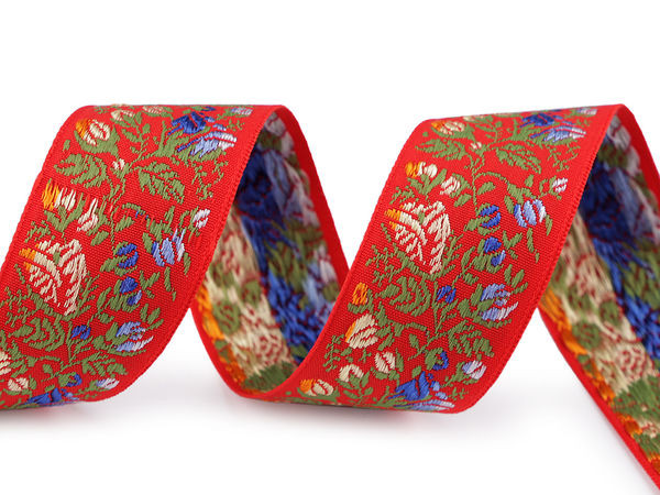Panglică jacquard premium cu motive tradiționale - Pasmanterie decorativă de 33 mm