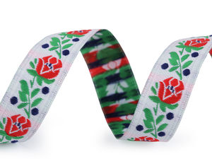 Panglică tradițională țesută din poliester - Galon decorativ cu model Jacquard, 18 cm
