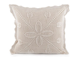 Husă de pernă decorativă din bumbac tricotat cu dantelă croșetată, stil vintage boho (45x45 cm)