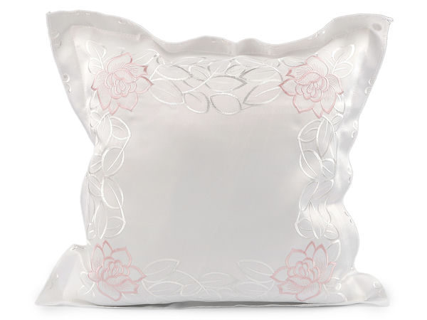 Față de pernă decorativă brodată cu model floral elegant - 45x45 cm, cu fermoar