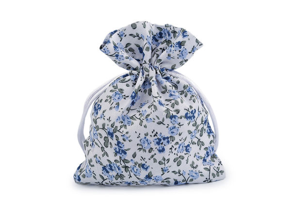 Săculeț de cadou din material textil floral (10x13 cm) - Săculeț textil elegant cu motive florale