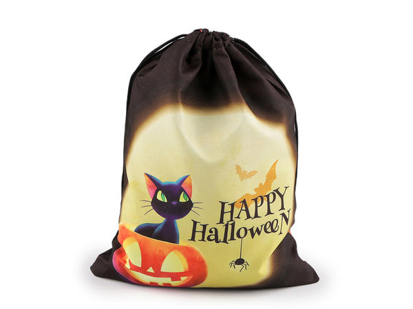 Săculeț textil cu șnur pentru cadouri de Halloween (17 x 23 cm) - Pungă reutilizabilă tematică pentru dulciuri și mărturii