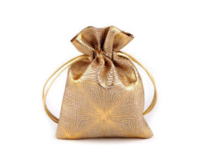 Săculeți premium pentru cadouri, cu model geometric metalizat și șnur din satin (13x18 cm)