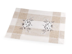 Suport de masă elegant cu broderie florală, aspect de iută - 32x47 cm