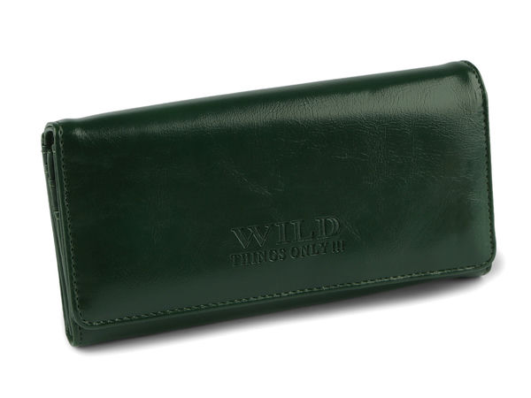 Portofel elegant de damă din piele ecologică, cu clapetă și fermoar (10x19 cm) - Organizator multicompartimentat