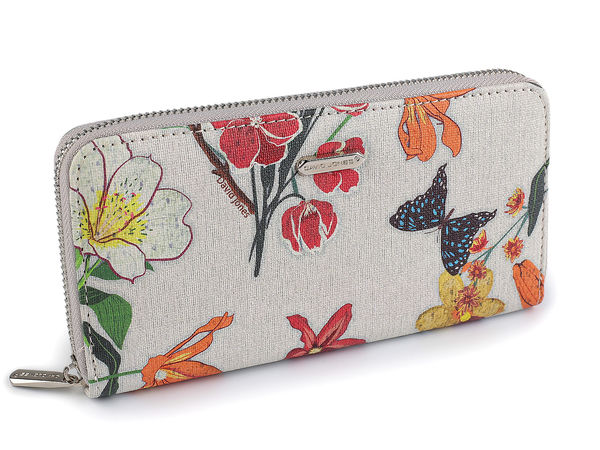 Portofel elegant de damă cu motiv floral - Clutch premium cu fermoar de jur-împrejur și organizator (10x19 cm)