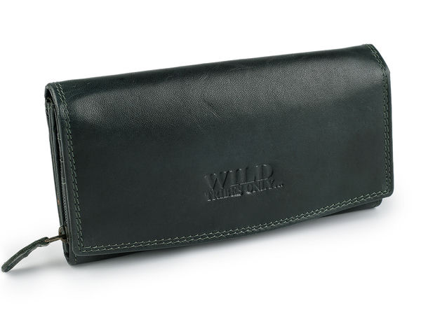 Portofel clutch de damă din piele naturală - Organizator multifuncțional de carduri și portmoneu cu fermoar, 10x19 cm