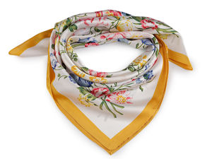 Eșarfă pătrată elegantă din satin cu imprimeu floral (65x65 cm)