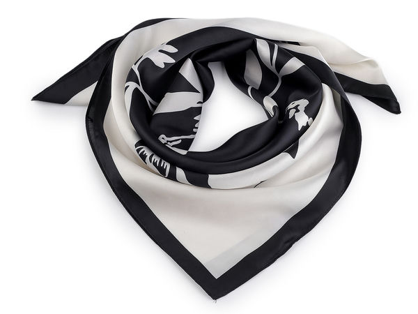 Eșarfă pătrată din satin premium cu imprimeu floral - Șal elegant și accesoriu pentru gât, 65x65 cm