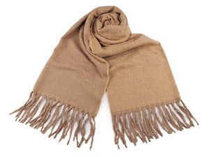 Șal tip pled și fular de iarnă premium din bouclé moale, cu franjuri (60x195 cm)