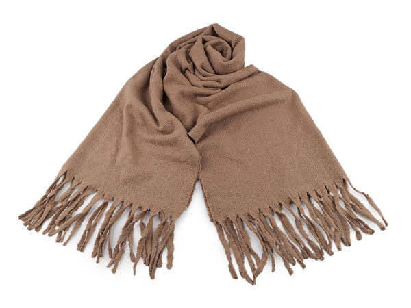 Fular premium de iarnă din bouclé moale și șal pled cu franjuri - Eșarfă călduroasă cu două fețe (65x190 cm)