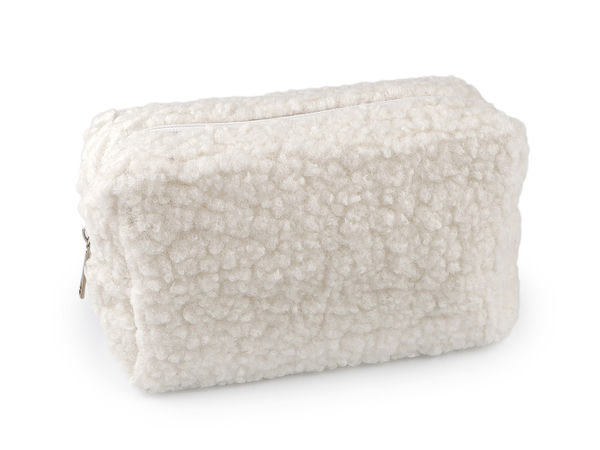 Borsetă multifuncțională din blăniță ecologică moale - Portfard, trusă de călătorie și penar (19x11 cm)