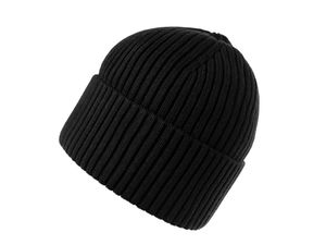 Căciulă tricotată de iarnă unisex, cu dungi și margine elastică rulată