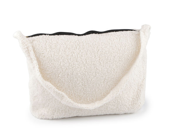 Geantă mare de mână din blăniță ecologică tip Teddy - Geantă de umăr premium și shopper confortabil (39x29 cm)