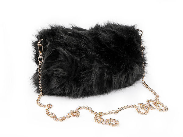 Geantă elegantă din blană artificială cu lanț metalic detașabil - Plic de umăr și crossbody convertibil (24x19 cm)