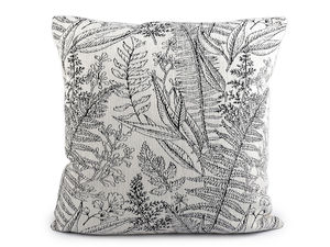 Husă de pernă decorativă premium din șenilă cu model cu ferigi și spate din catifea (43x43 cm)