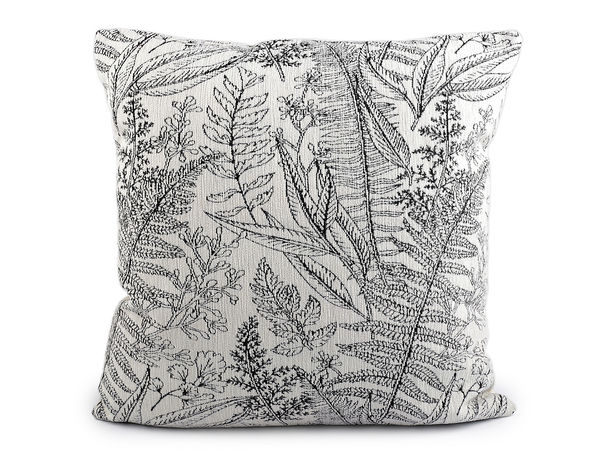 Husă de pernă decorativă premium din șenilă cu model cu ferigi și spate din catifea (43x43 cm)
