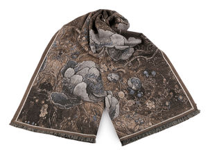 Șal elegant cu model floral, fin ca de cașmir - Șal de iarnă călduros cu franjuri (70x185 cm)