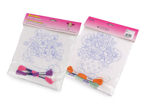 Kit creativ premium de broderie pentru copii, cu model preimprimat - Set cu 2 pânze și fire
