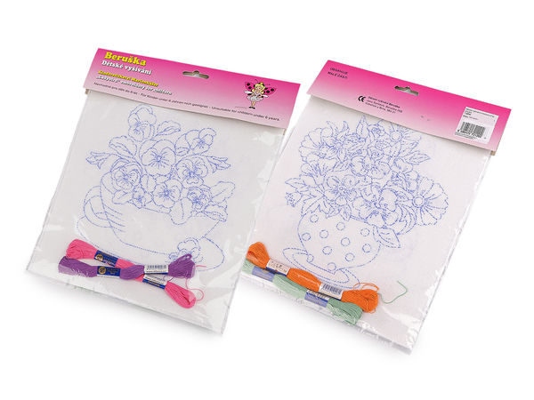 Kit creativ premium de broderie pentru copii, cu model preimprimat - Set cu 2 pânze și fire