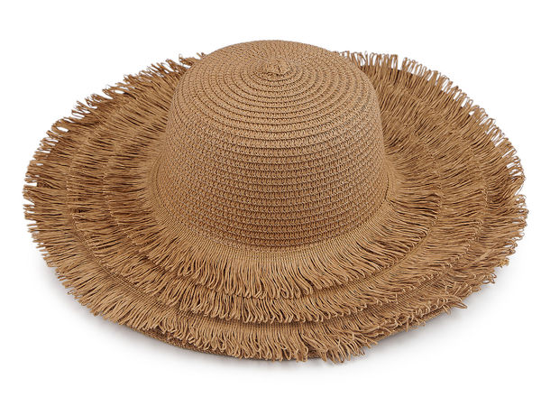 Pălărie de vară din paie pentru damă, cu franjuri – Pălărie de soare personalizabilă cu boruri largi, ideală pentru proiecte DIY, stil boho și decorațiuni