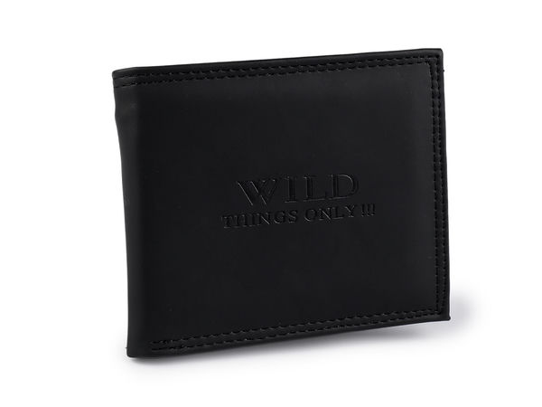 Portofel bifold premium pentru bărbați, negru mat, cu detalii în relief, 10x12 cm