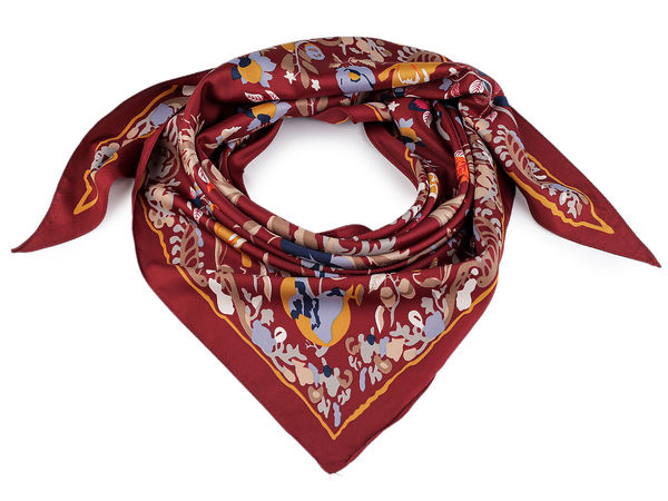 Eșarfă triunghiulară elegantă din satin cu imprimeu floral - Accesoriu de modă premium, 65x135 cm, pentru gât, păr și geantă